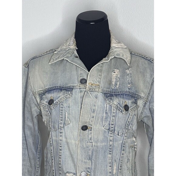 John John Denim Jacket Light Wash Small Distressed Made In Heaven - Picture 2 of 11